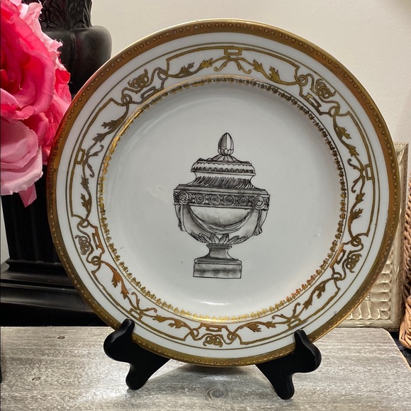 Wong Lee Other - Decorative White and Gold Porcelain Architectural Accent Plate!